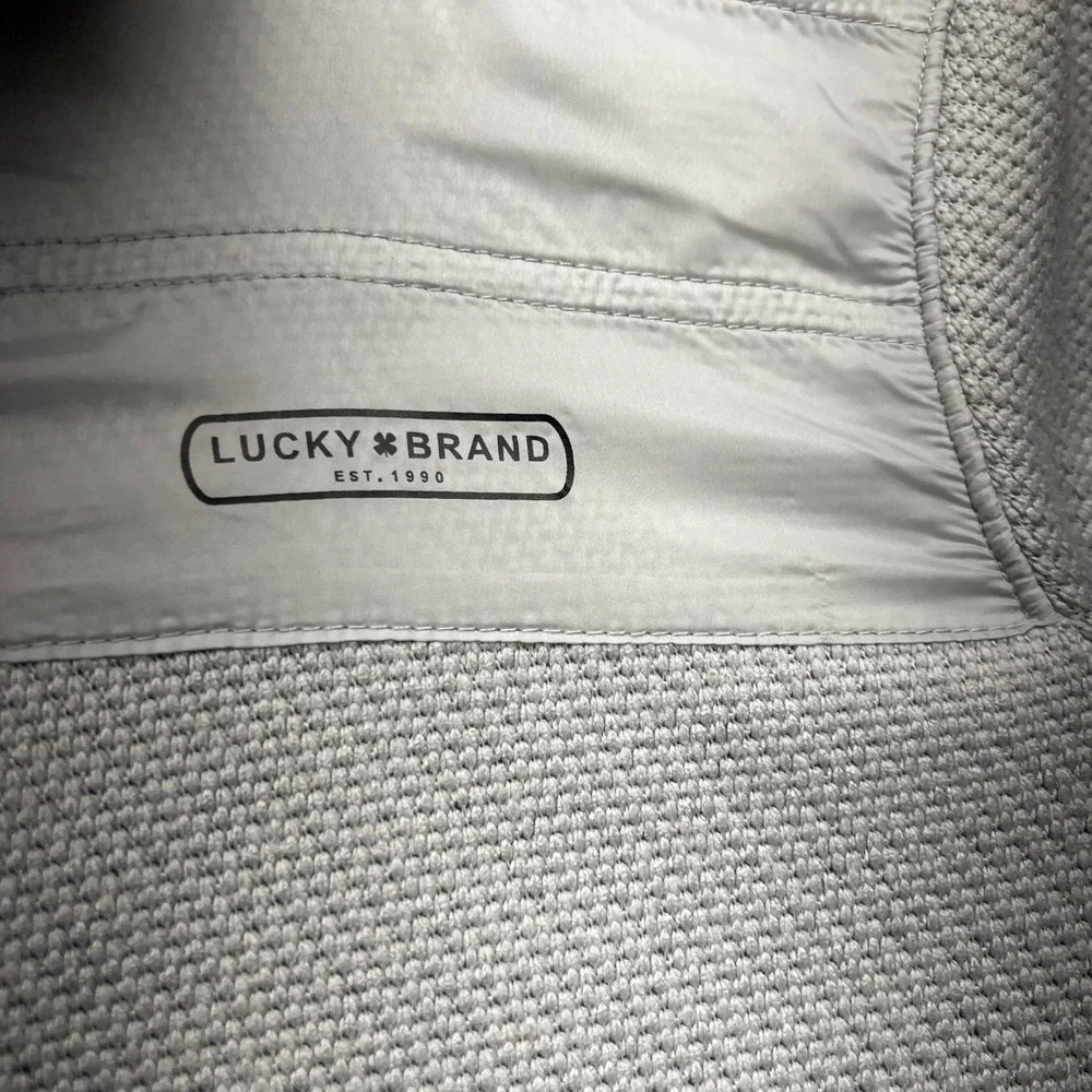 Lucky Brand Mens Gray Full Zip Fleece Jacket Neon Trim Size Medium 1749